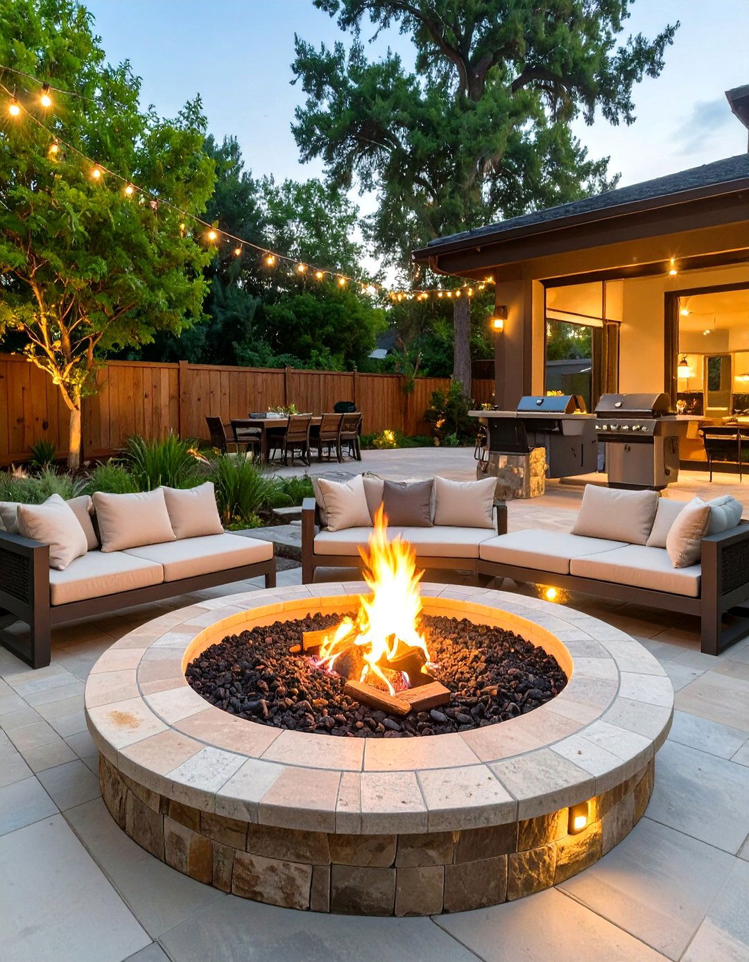The Cozy Fire Pit BBQ Patio - 30 bbq patio ideas