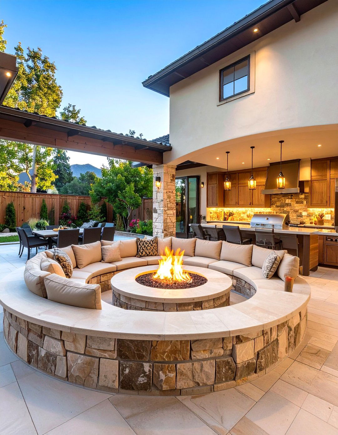 The Cozy Fire Pit Kitchen - 30 backyard kitchen ideas