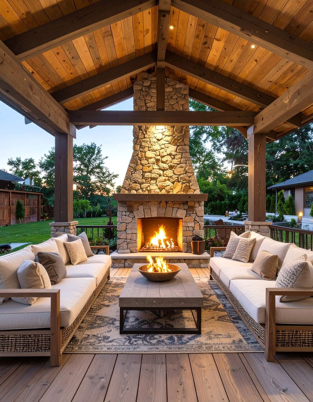 The Cozy Fireside Lounge - 30 deck ideas with roof