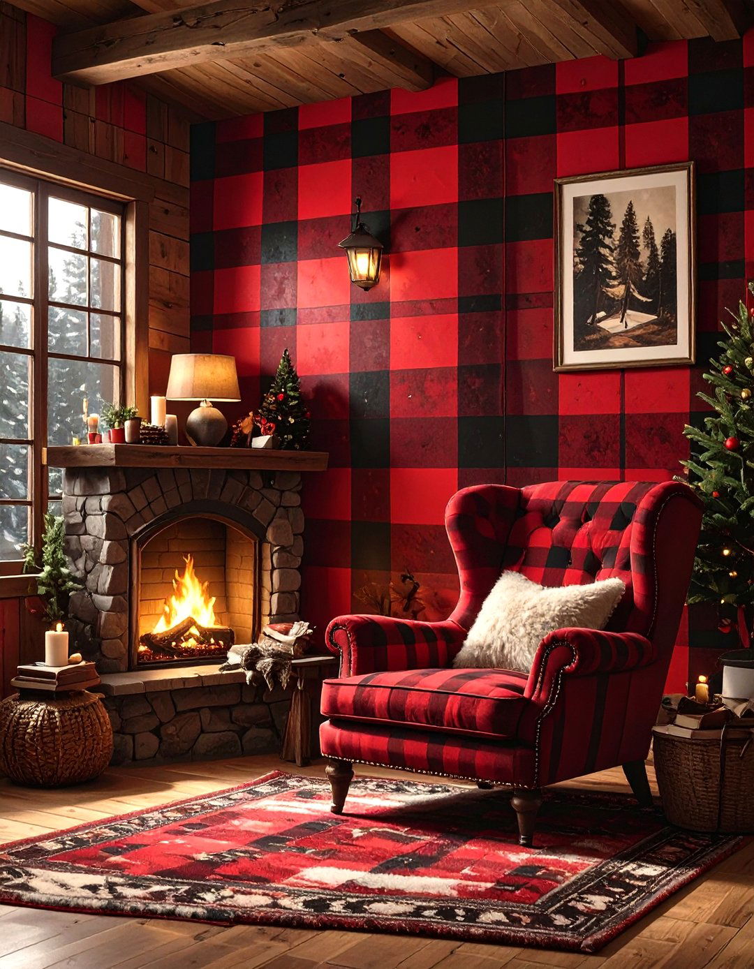 The Cozy Flannel Patterned Wall - 30 man cave wall ideas
