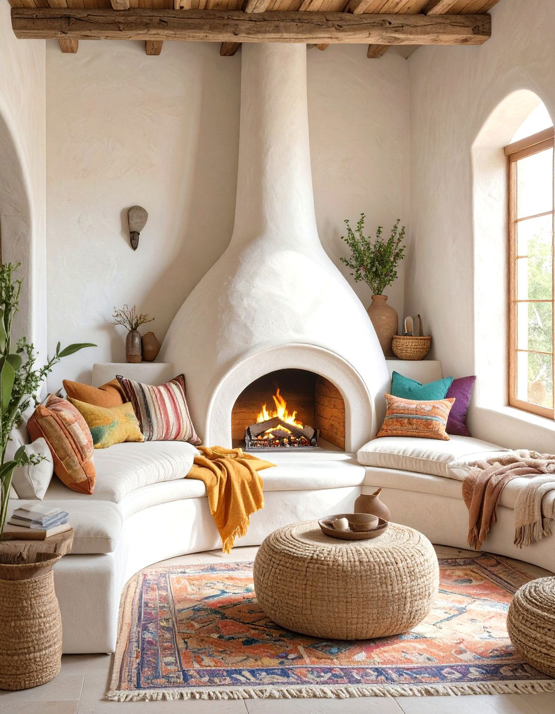 The Cozy Kiva Fireplace Nook - 30 mexican house design ideas