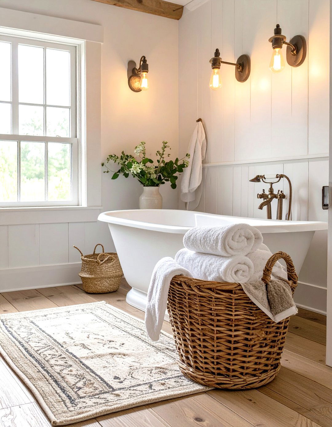 The Cozy Textiles and Soft Lighting Bathroom - 30 farmhouse rustic bathroom ideas