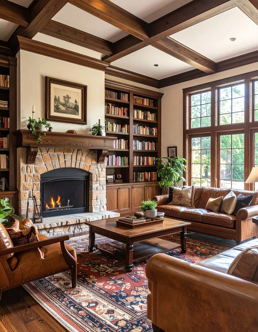 The Craftsman Style Tiled Fireplace - 30 living room with fireplace ideas