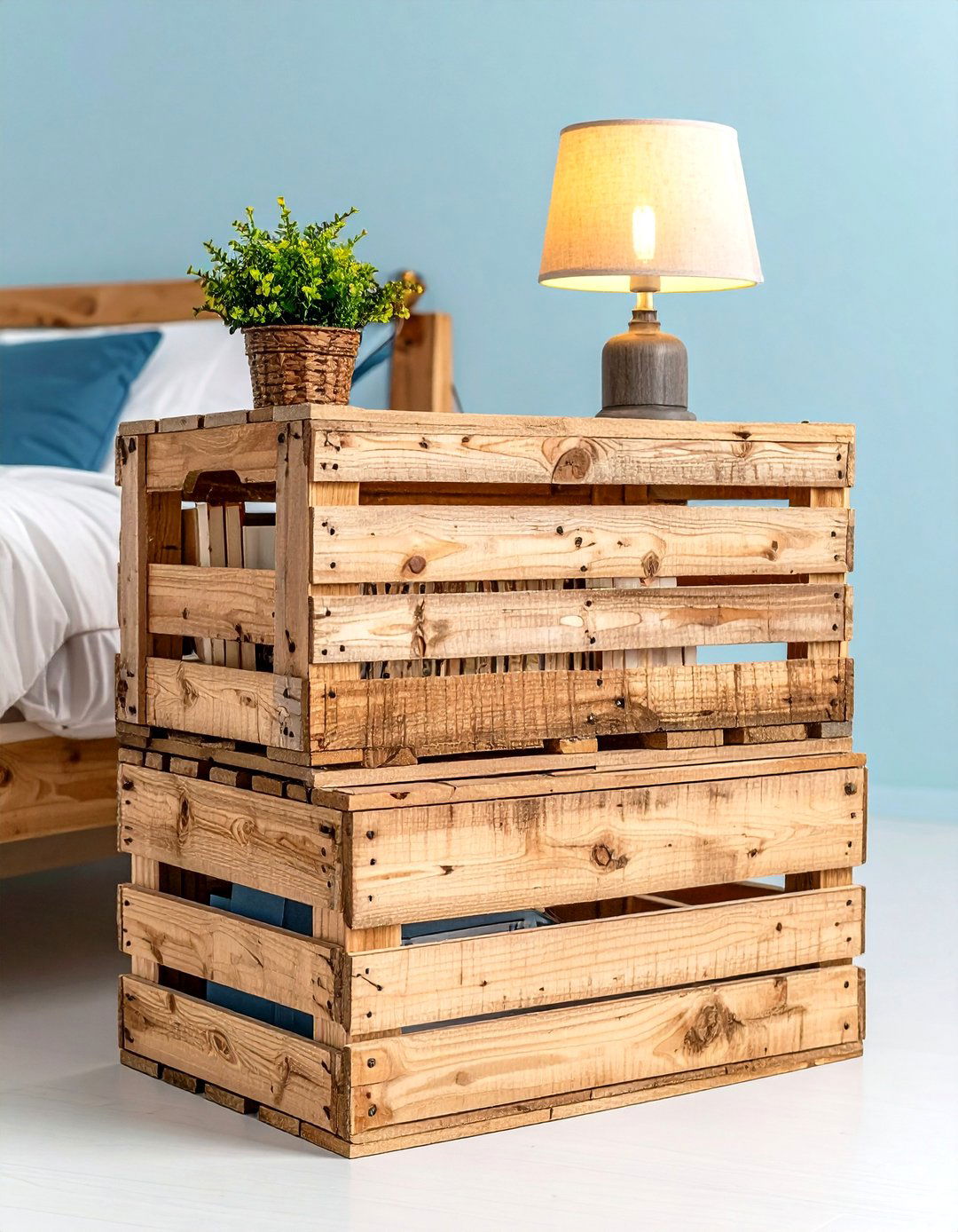 The Crate Nightstand Tower - 30 dorm storage ideas