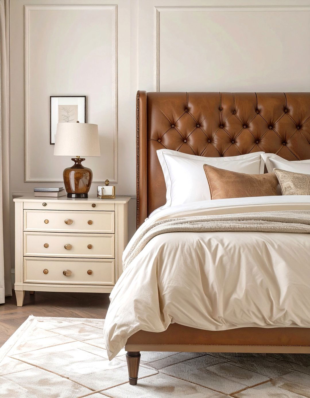 The Cream Bedroom with Leather Accents - 30 cream bedroom ideas