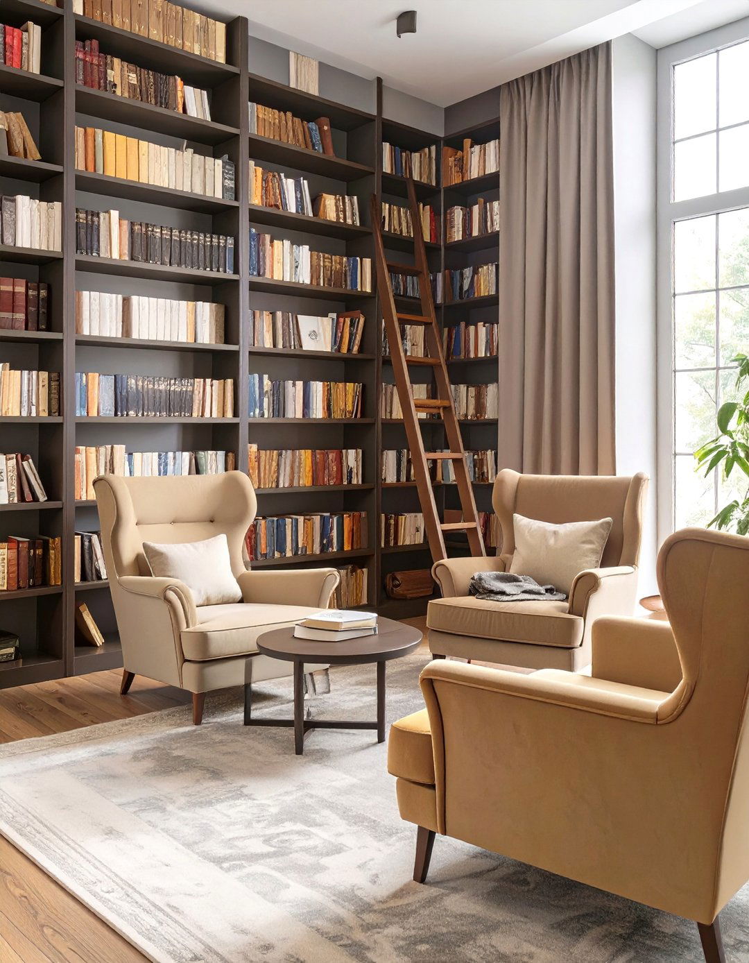 The Crowded Library Living Room - 30 dark academia interior design ideas
