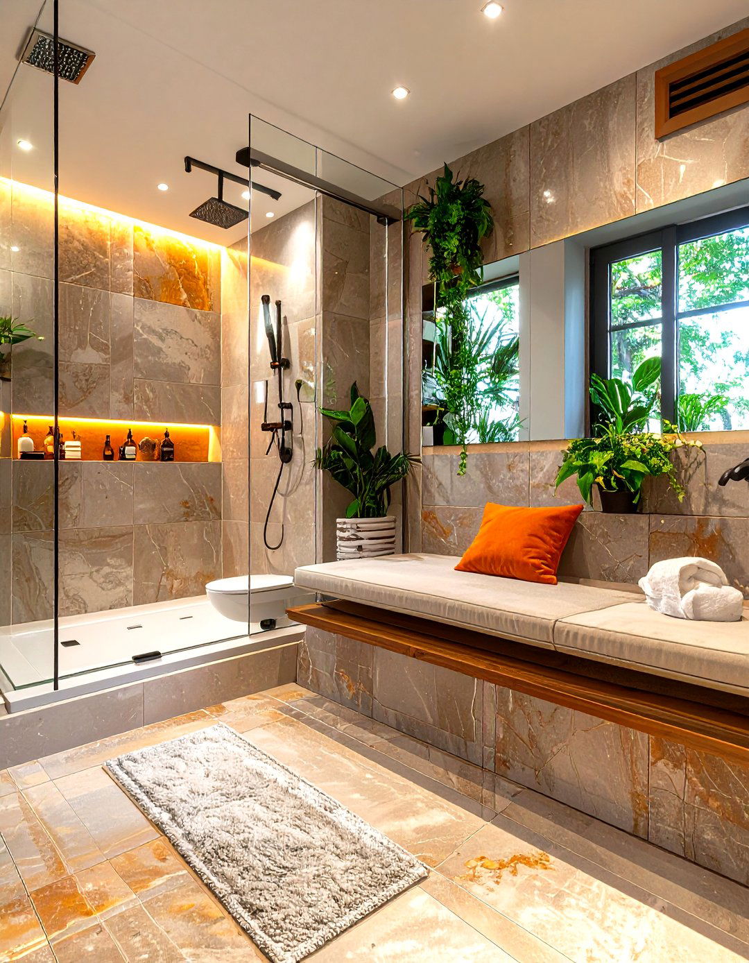 The Curbless Shower with a Built In Bench - 30 curbless shower ideas