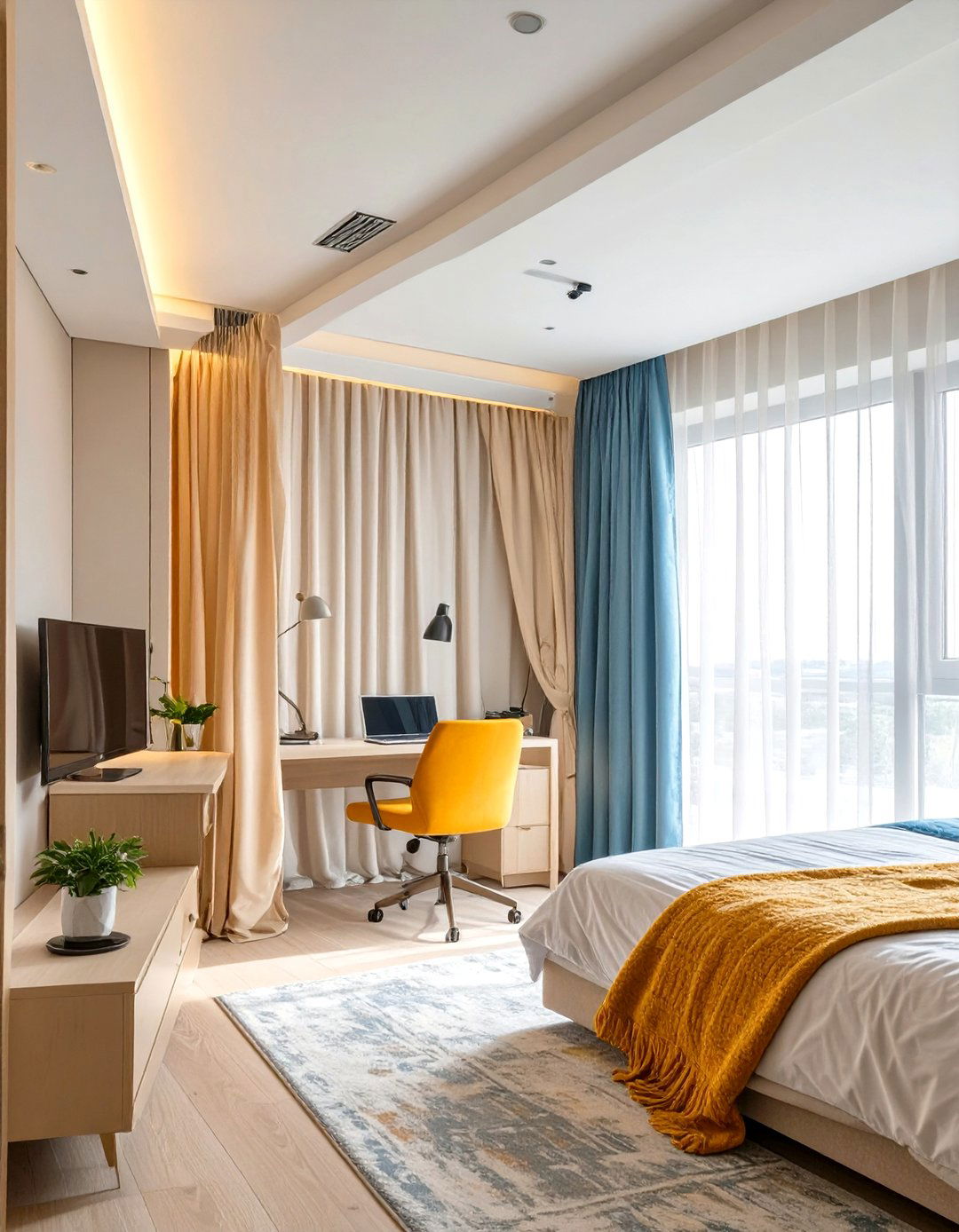 The Curtain Divider Office Bedroom - 30 office bedroom ideas
