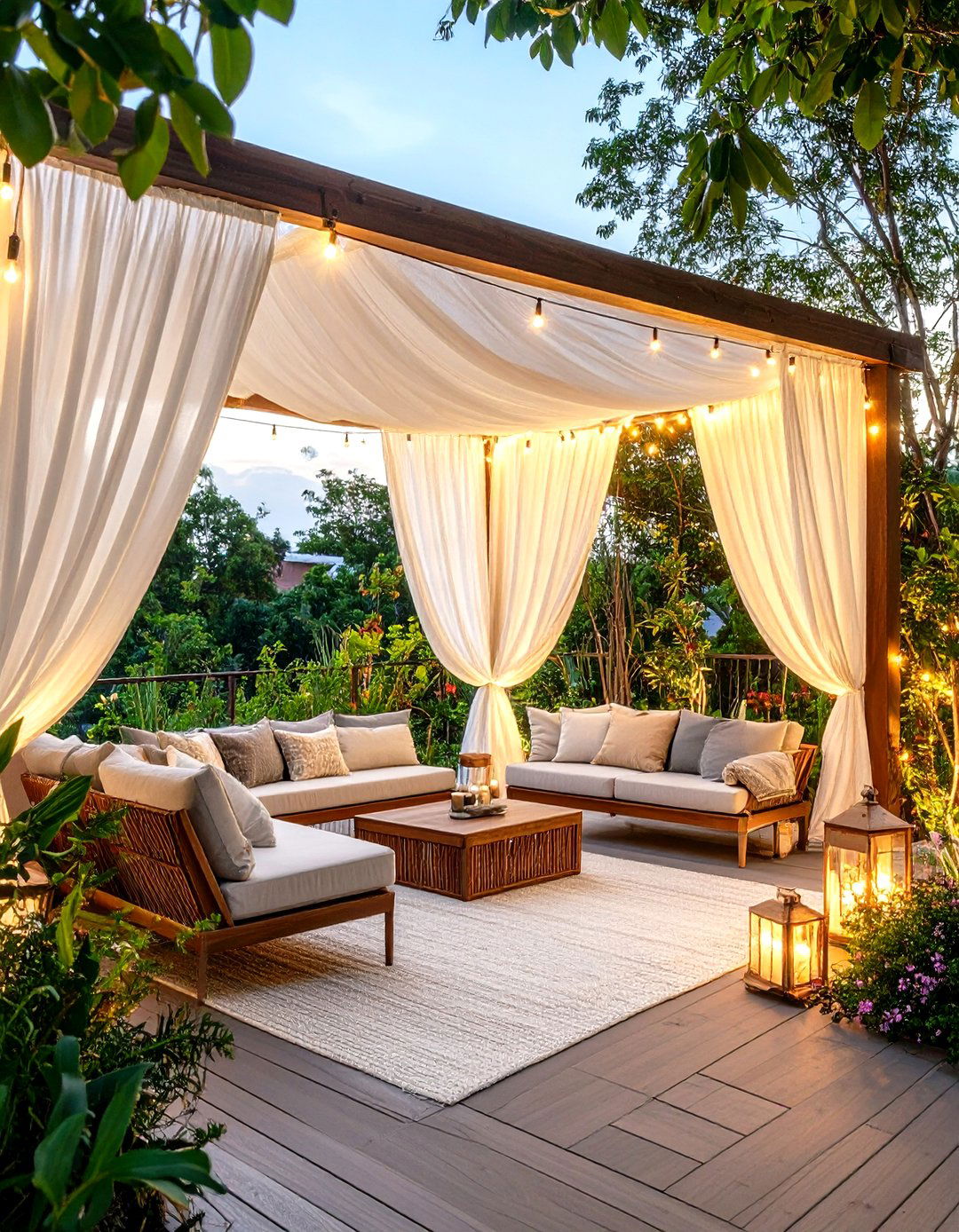 The Curtain Draped Outdoor Room - 30 deck privacy screen ideas
