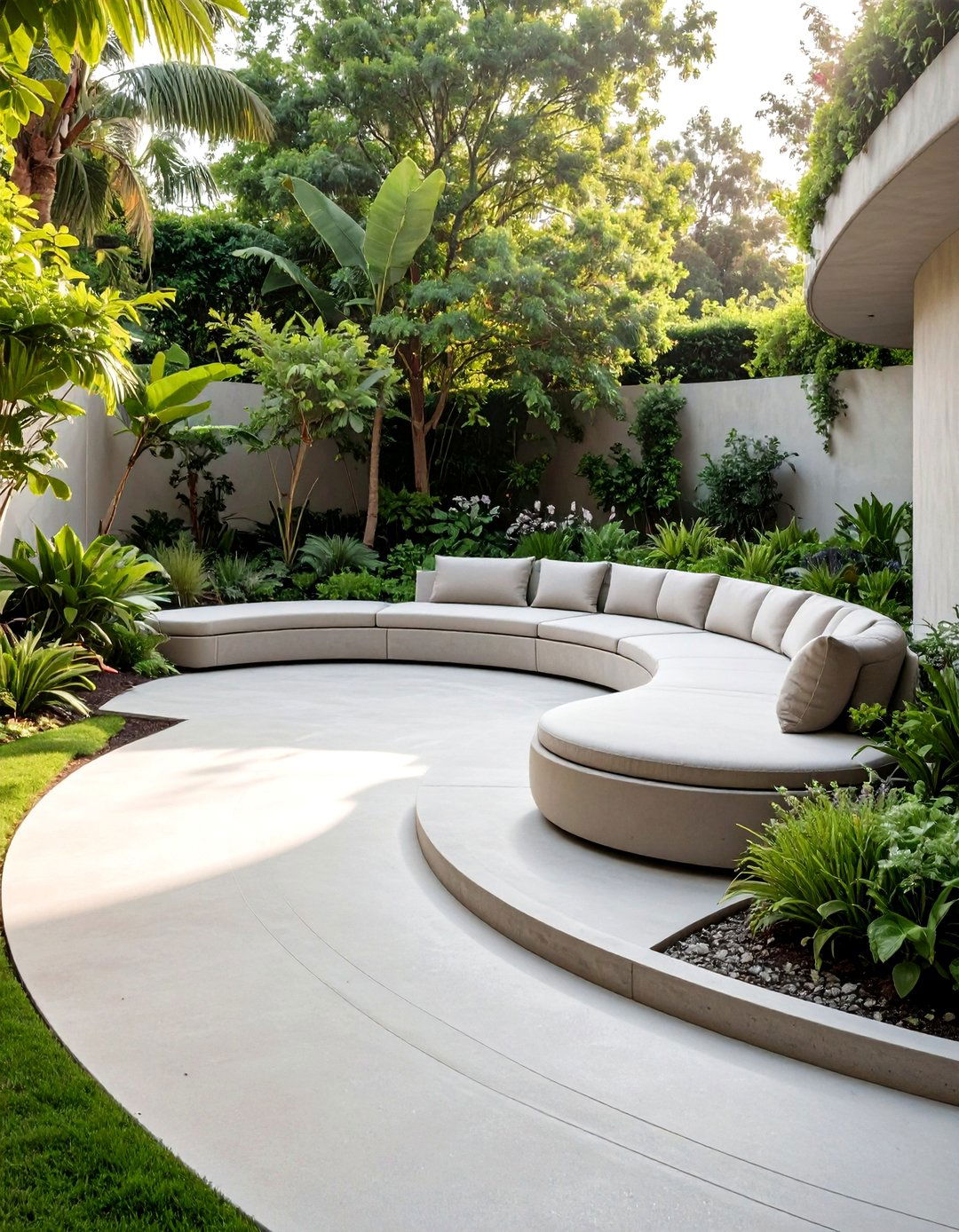 The Curved Concrete Patio for Organic Flow - 30 concrete patio extension ideas