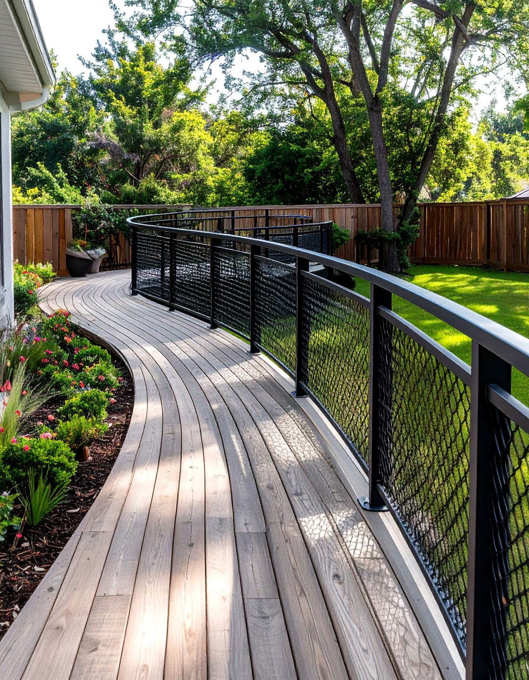 The Curved Hog Wire Deck Railing - 30 hog wire deck railing ideas