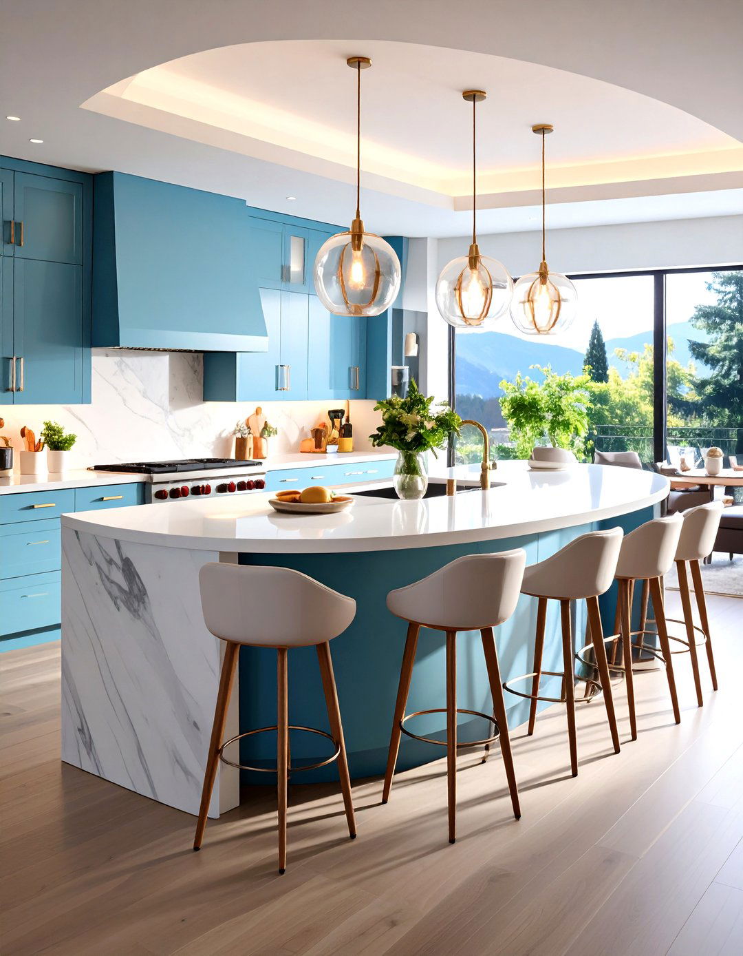 The Curved Kitchen Island Design - 30 kitchen layout ideas with island