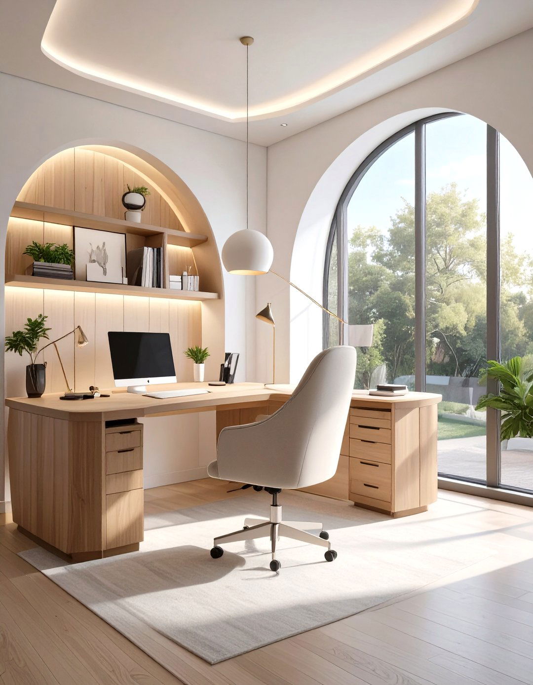 The Curved Lines and Soft Forms Home Office - 30 luxury modern home office ideas