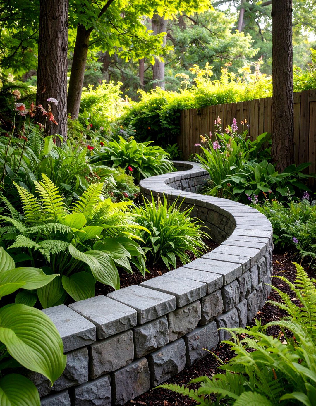 The Curved Serpentine Garden Wall - 30 garden retaining wall ideas
