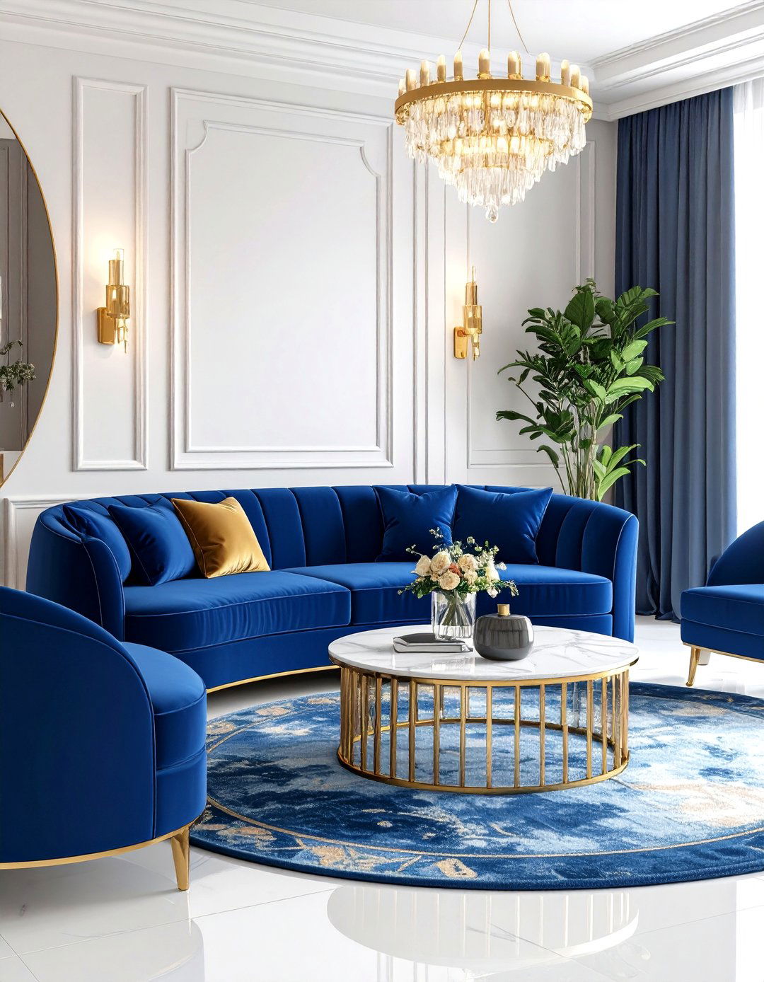 The Curved Sofa Living Area - 30 1920's art deco interior design ideas
