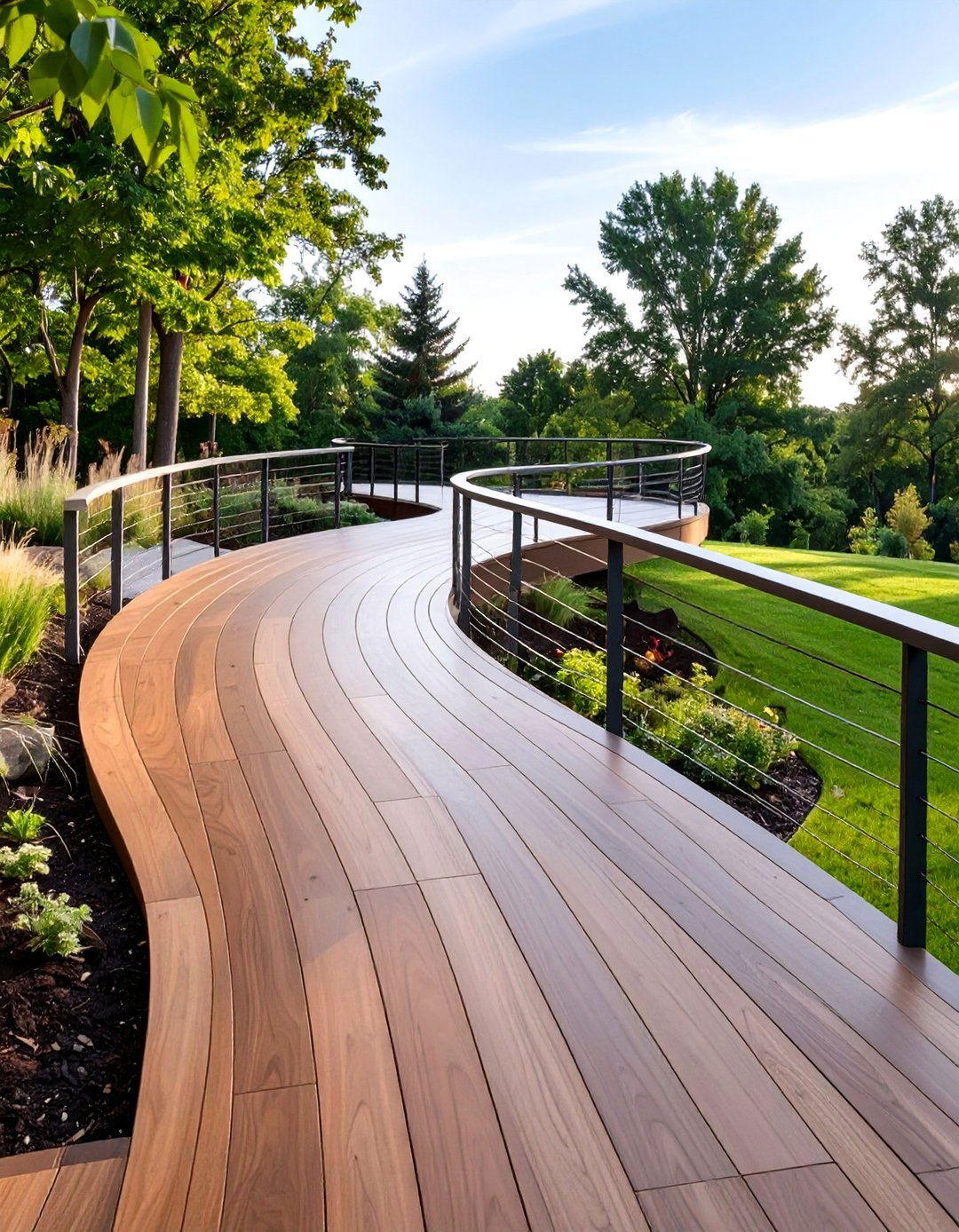 The Curved and Flowing Deck - 30 deck layout ideas