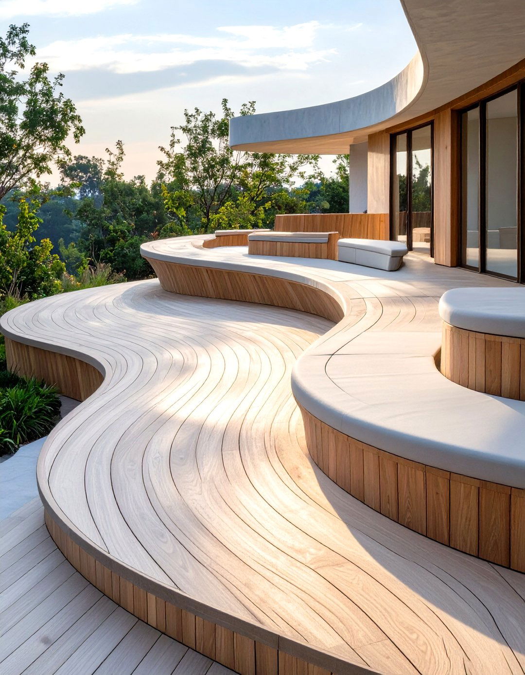 The Curved and Flowing Deck - 30 front deck ideas