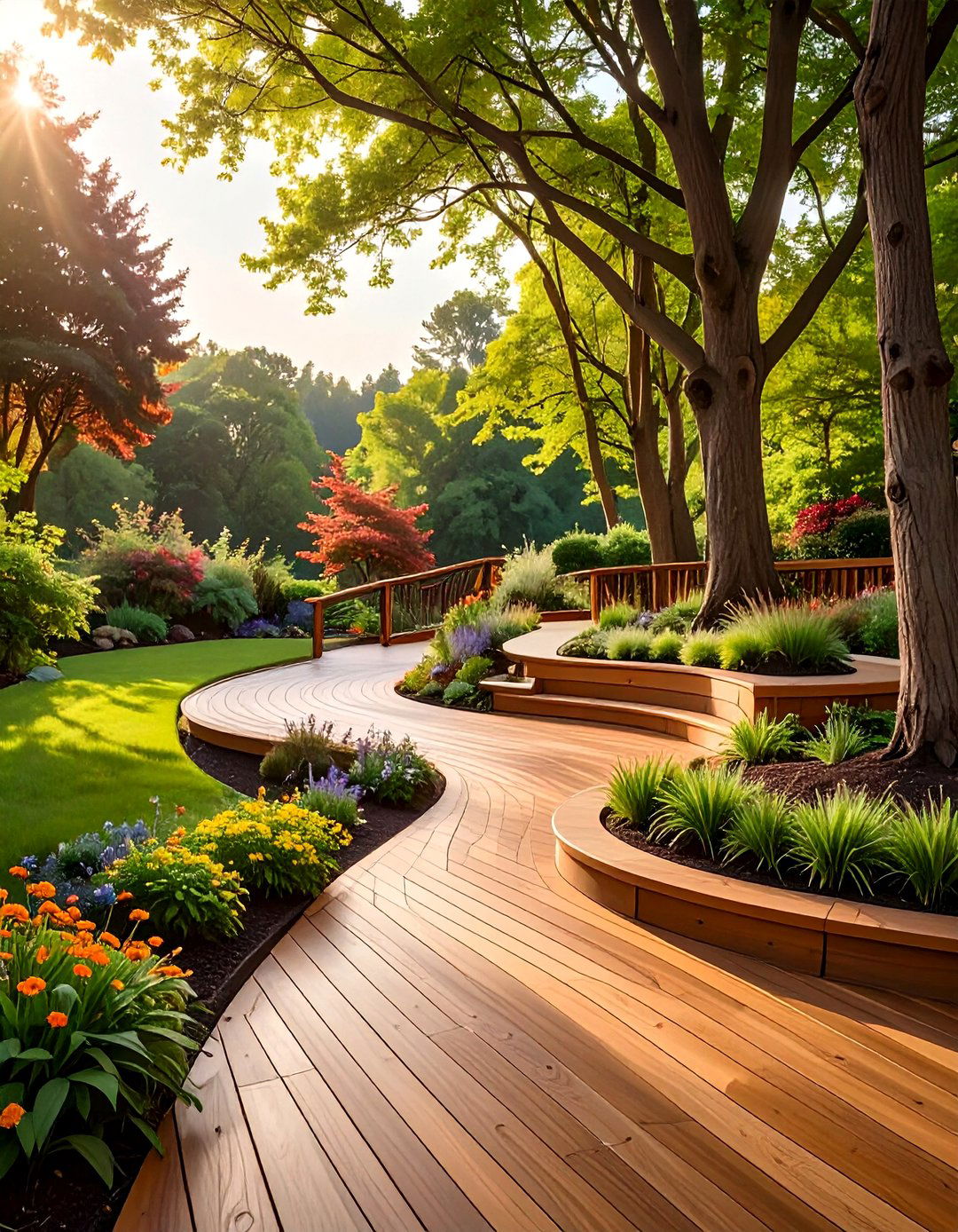 The Curved and Flowing Deck Design - 30 deck design tool ideas