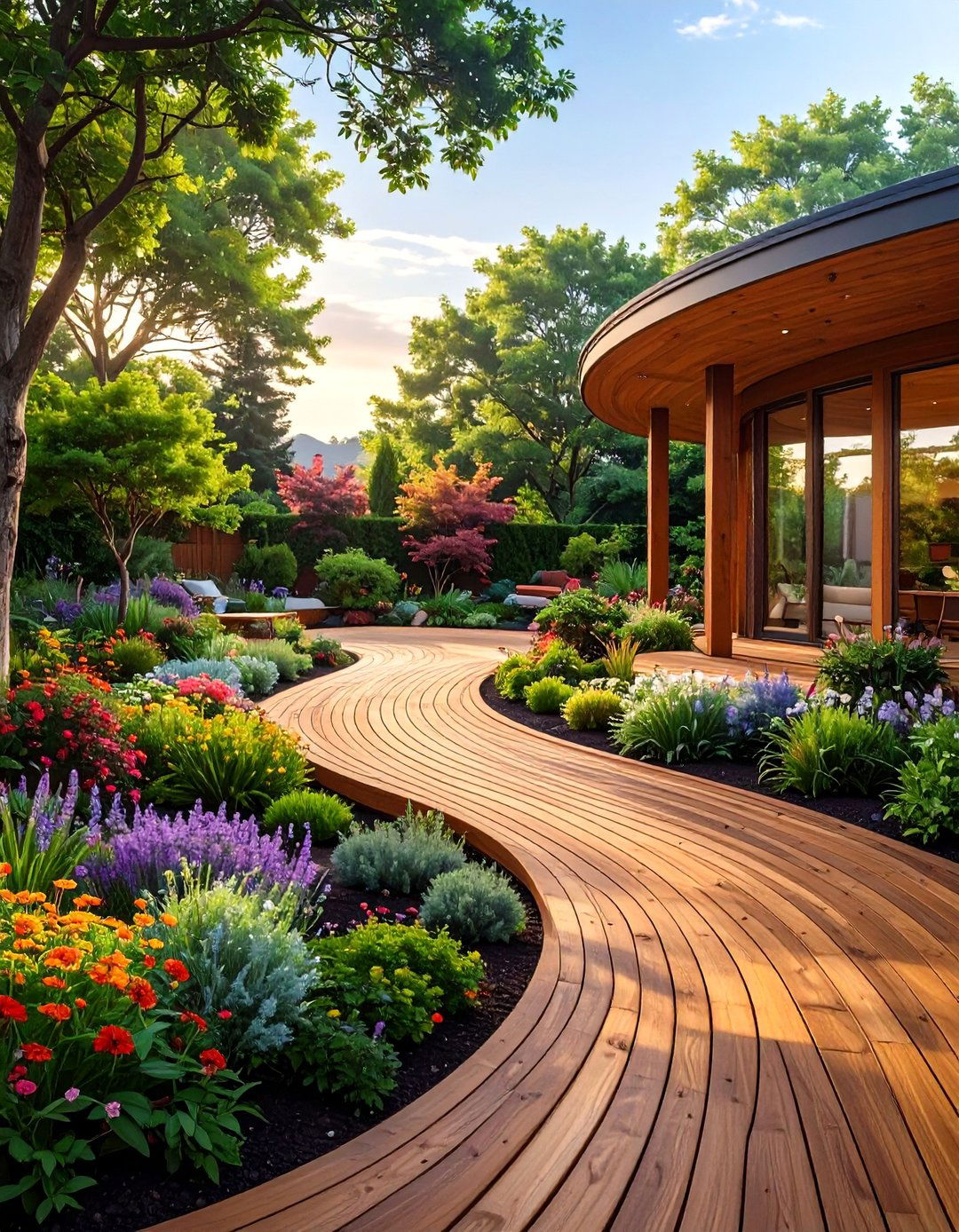 The Curved and Flowing Deck - 30 back yard deck ideas