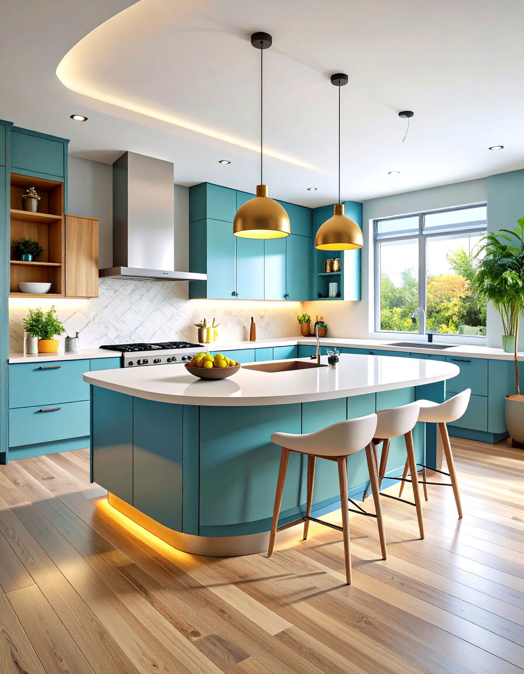 The Curved and Sculptural Kitchen Island - 30 kitchen island decorating ideas