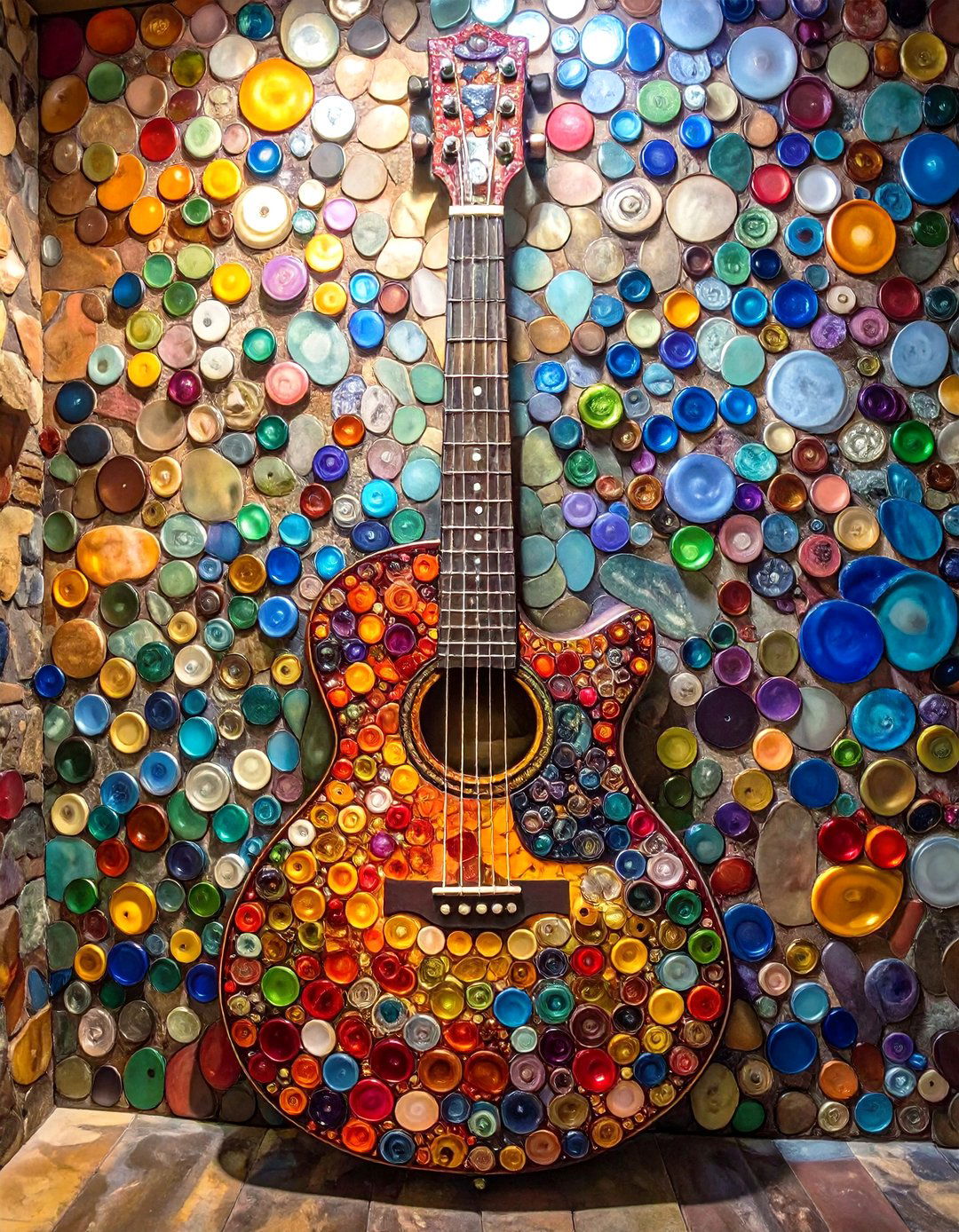The DIY Bottle Cap Mosaic Wall - 30 man cave wall ideas