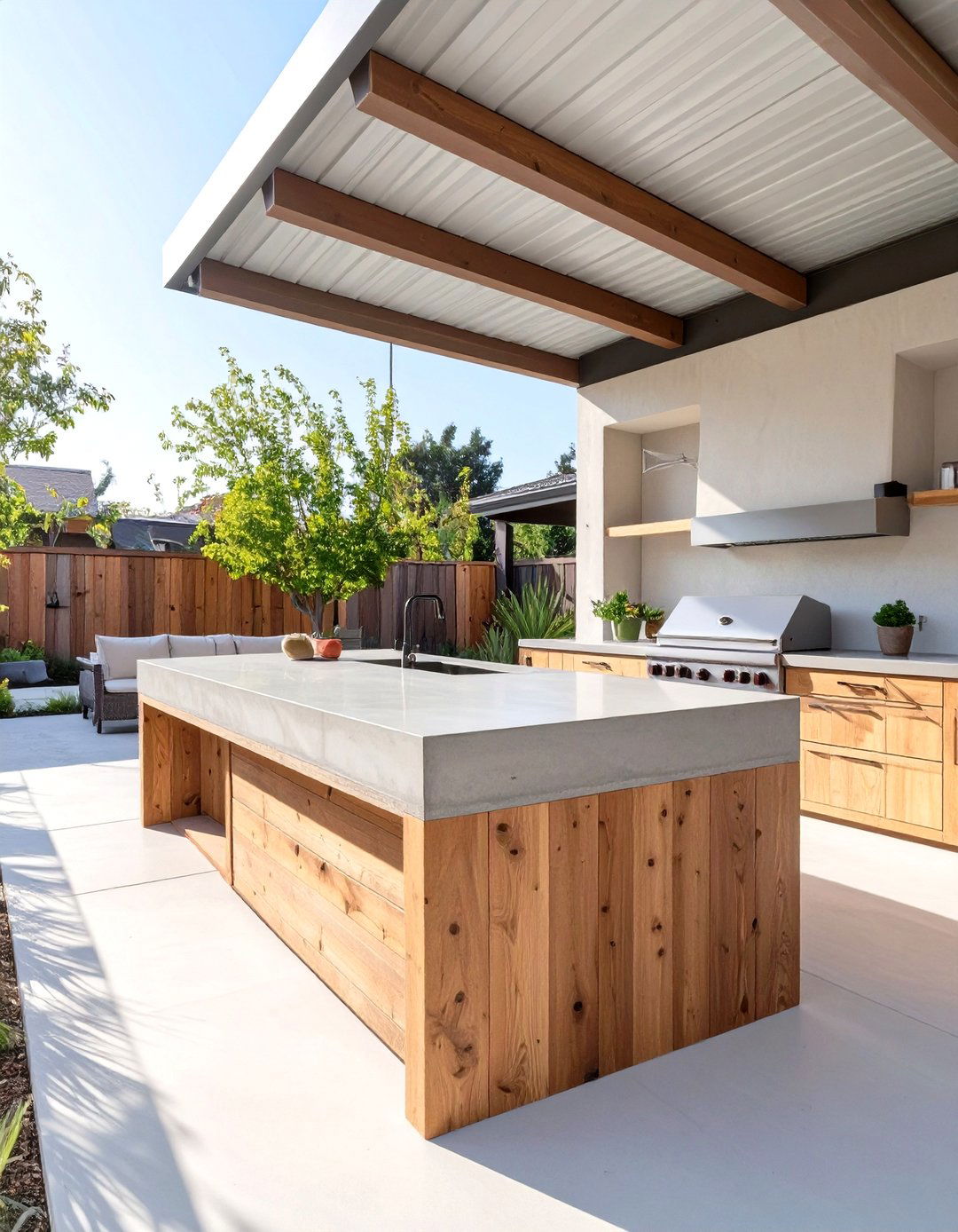 The DIY Concrete Countertop Creation - 30 inexpensive covered outdoor kitchen ideas