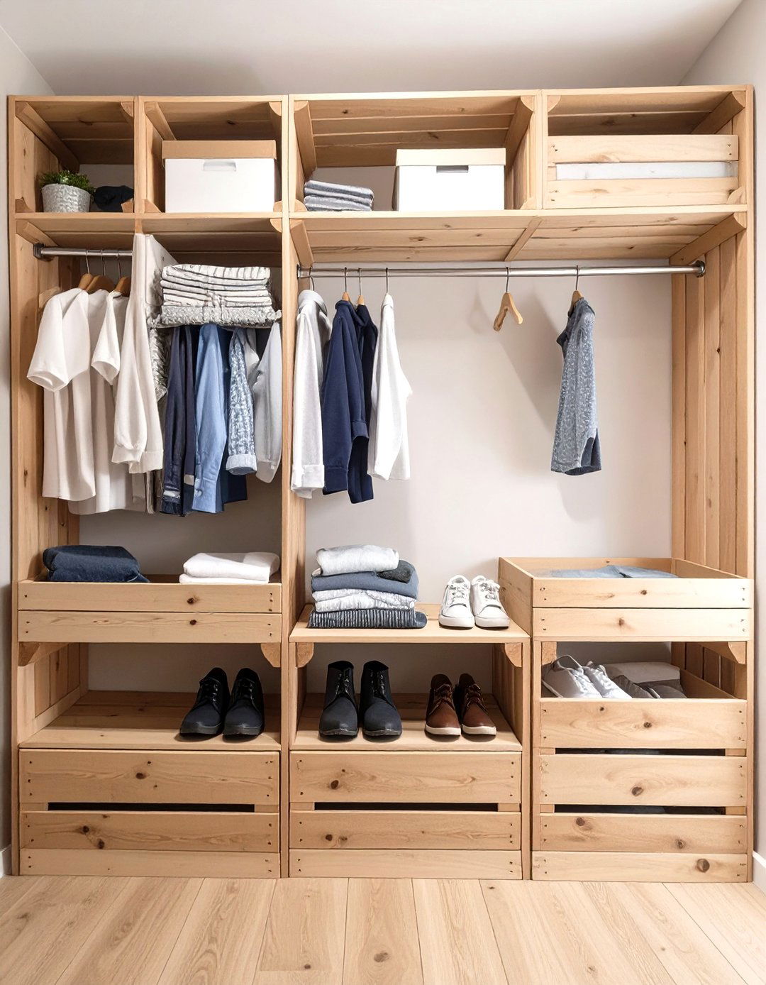 The DIY Crate Storage Kids Closet - 30 kids closet ideas