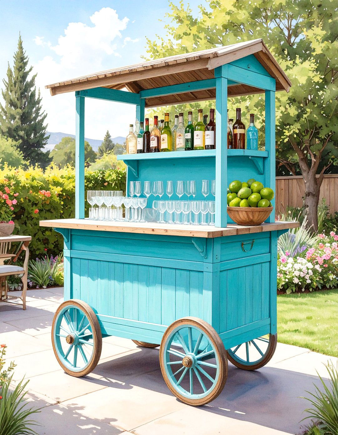 The DIY Outdoor Bar Cart - 30 budget backyard ideas