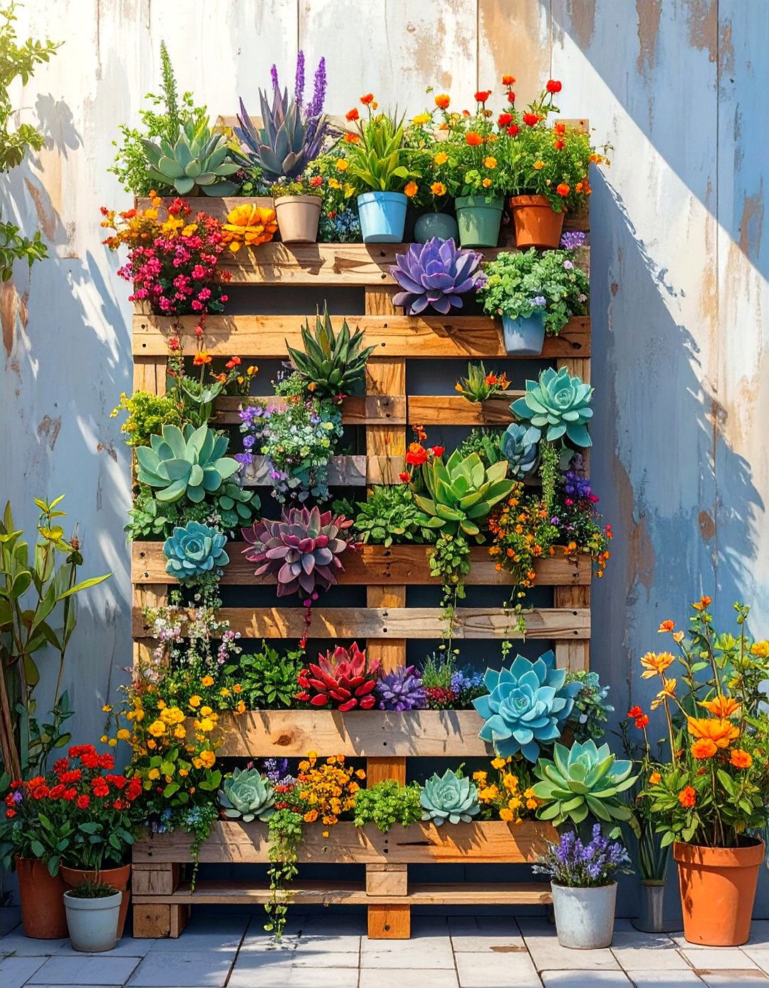 The DIY Pallet Garden Project - 30 free landscape design online ideas