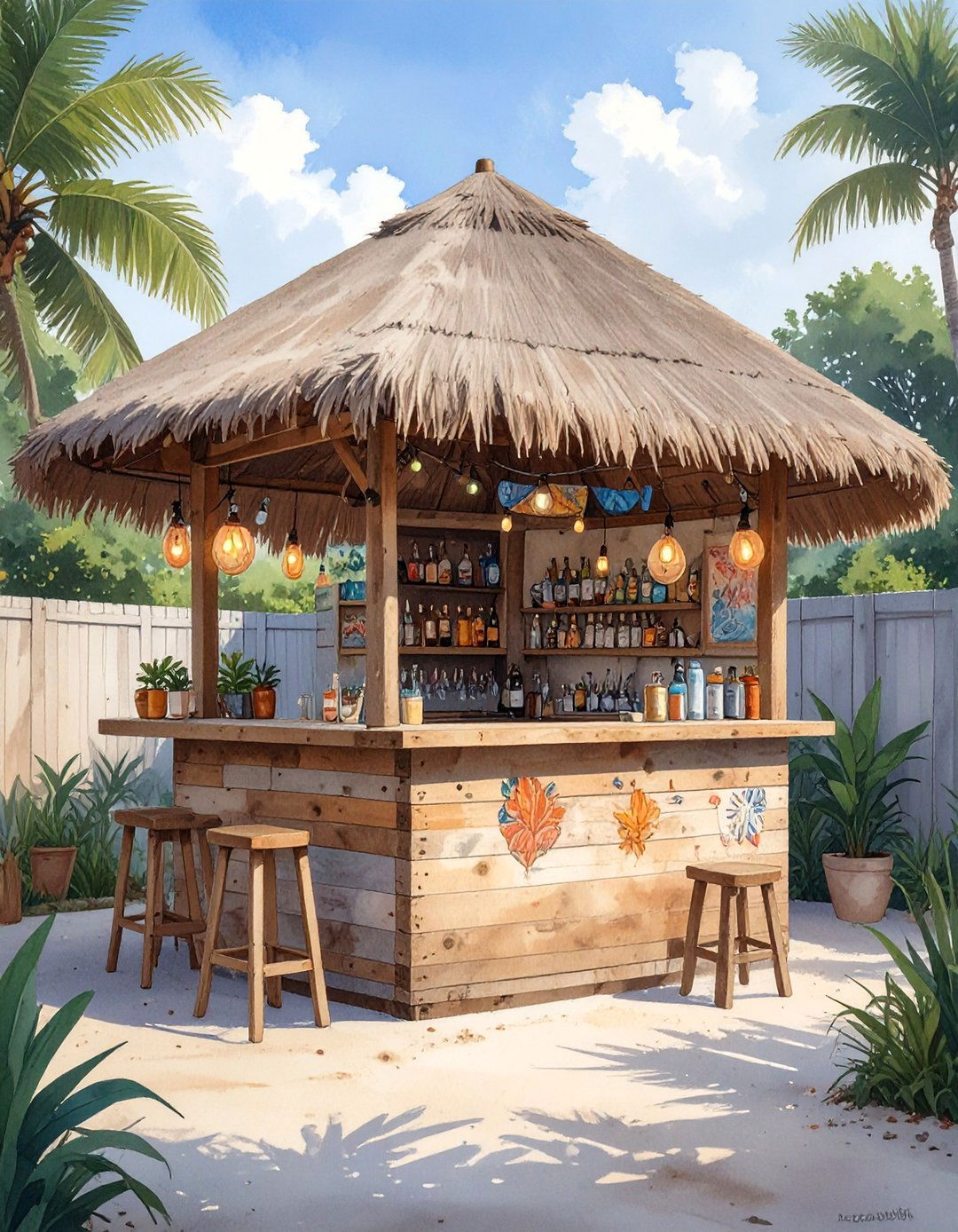 The DIY Pallet Wood Tiki Bar - 30 backyard tiki bar ideas
