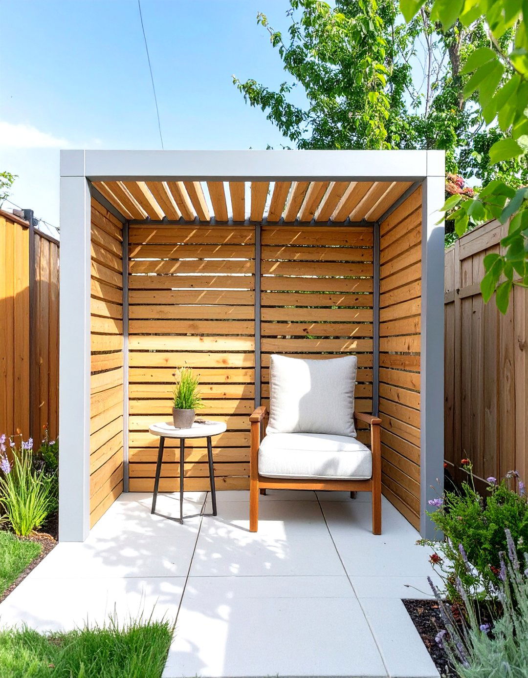 The DIY Privacy Screen Nook - 30 cheap backyard makeover ideas