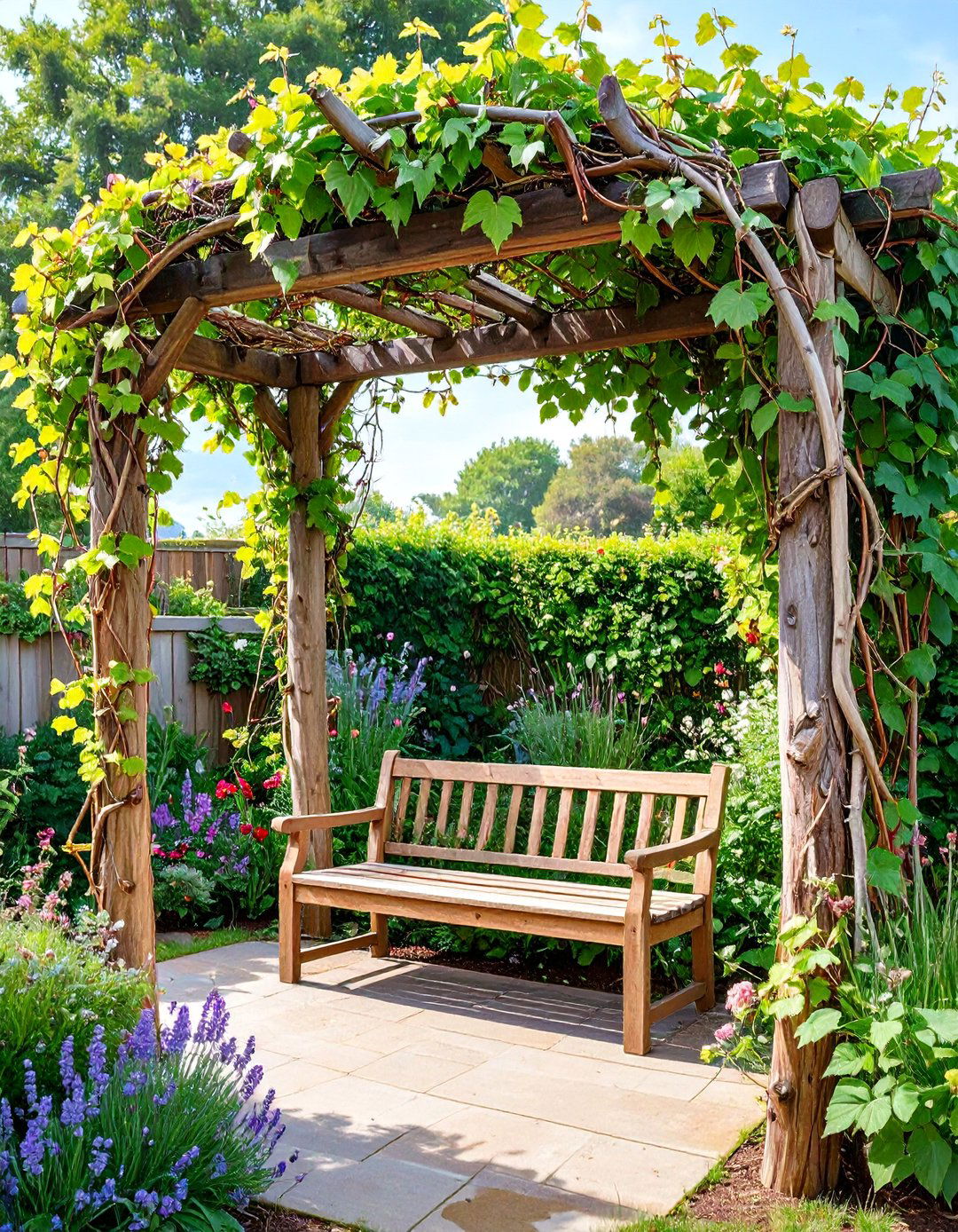 The DIY Rustic Branch Arbor - 30 deck canopy ideas