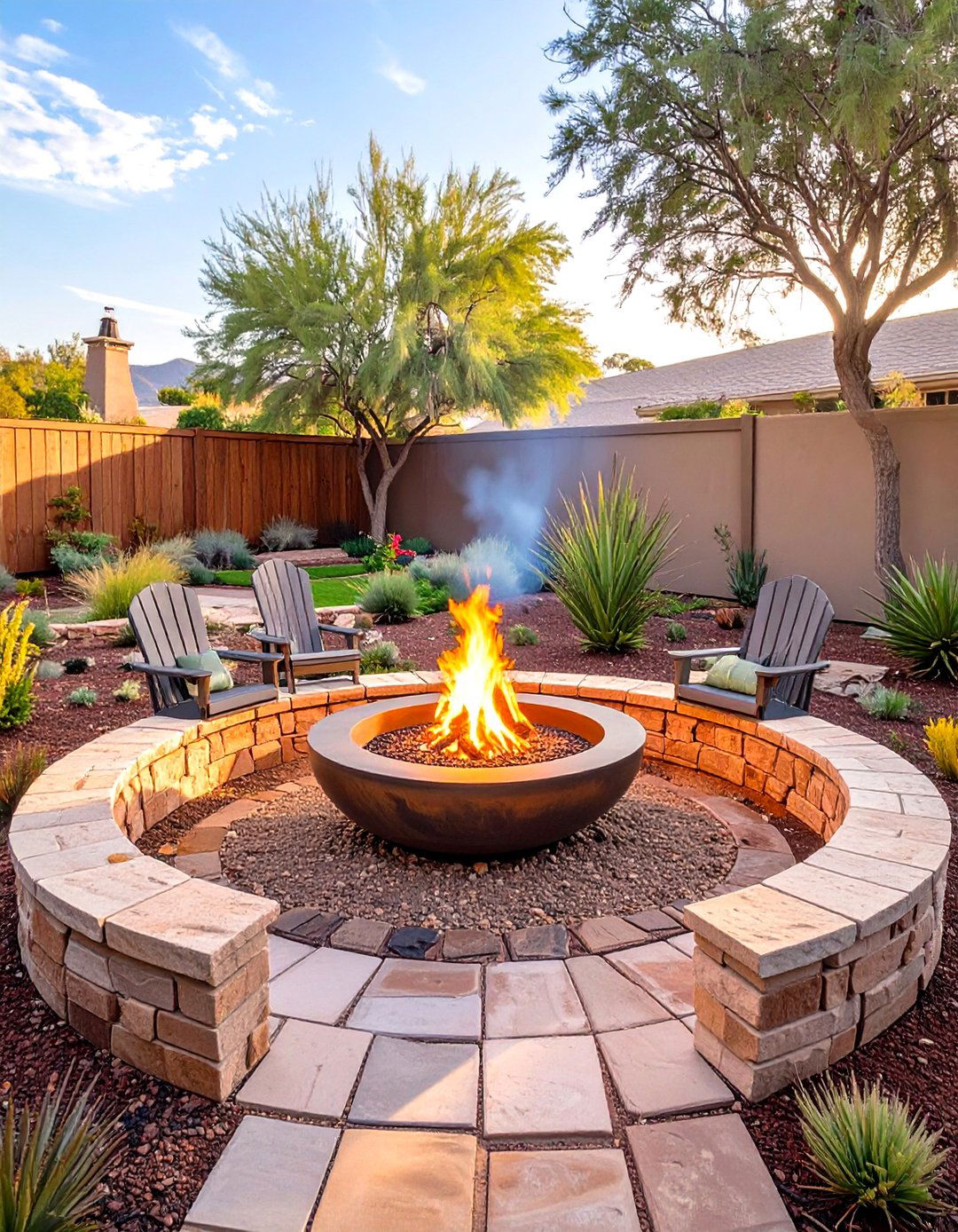 The DIY Sunken Fire Pit Zone - 30 arizona backyard ideas on a budget