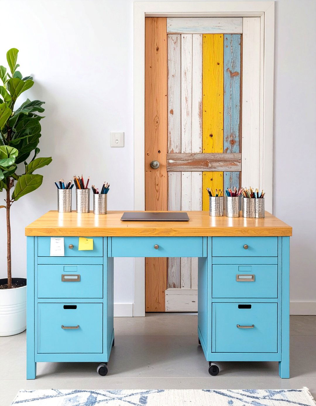 The DIY Upcycled Desk - 30 office desk organization ideas