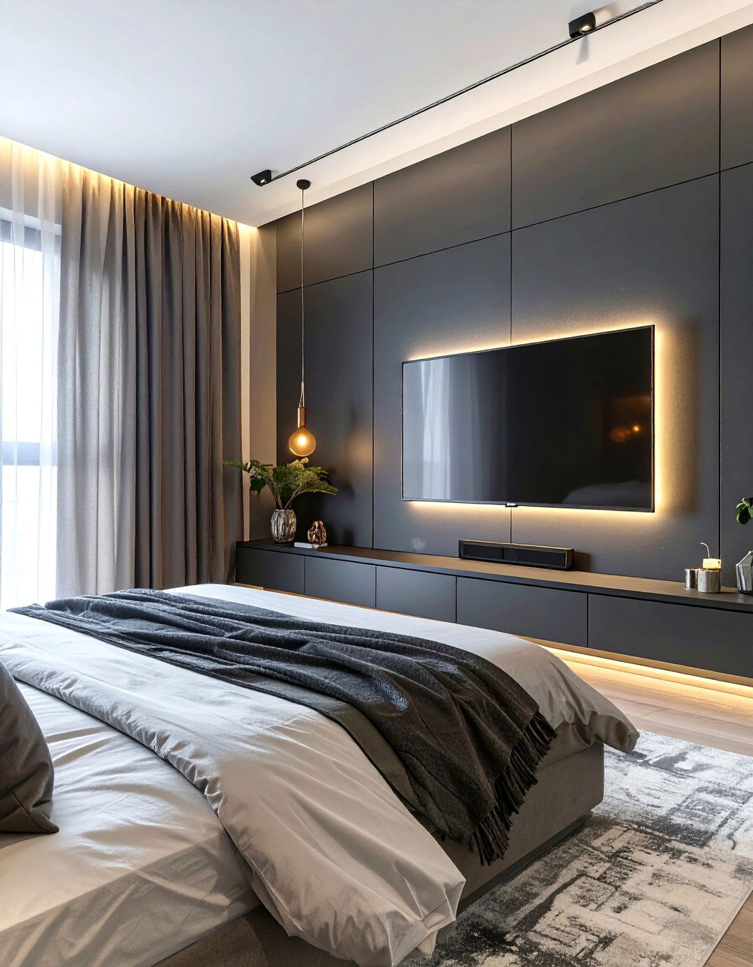 The Dark Accent Wall Bedroom - 30 broom tv ideas