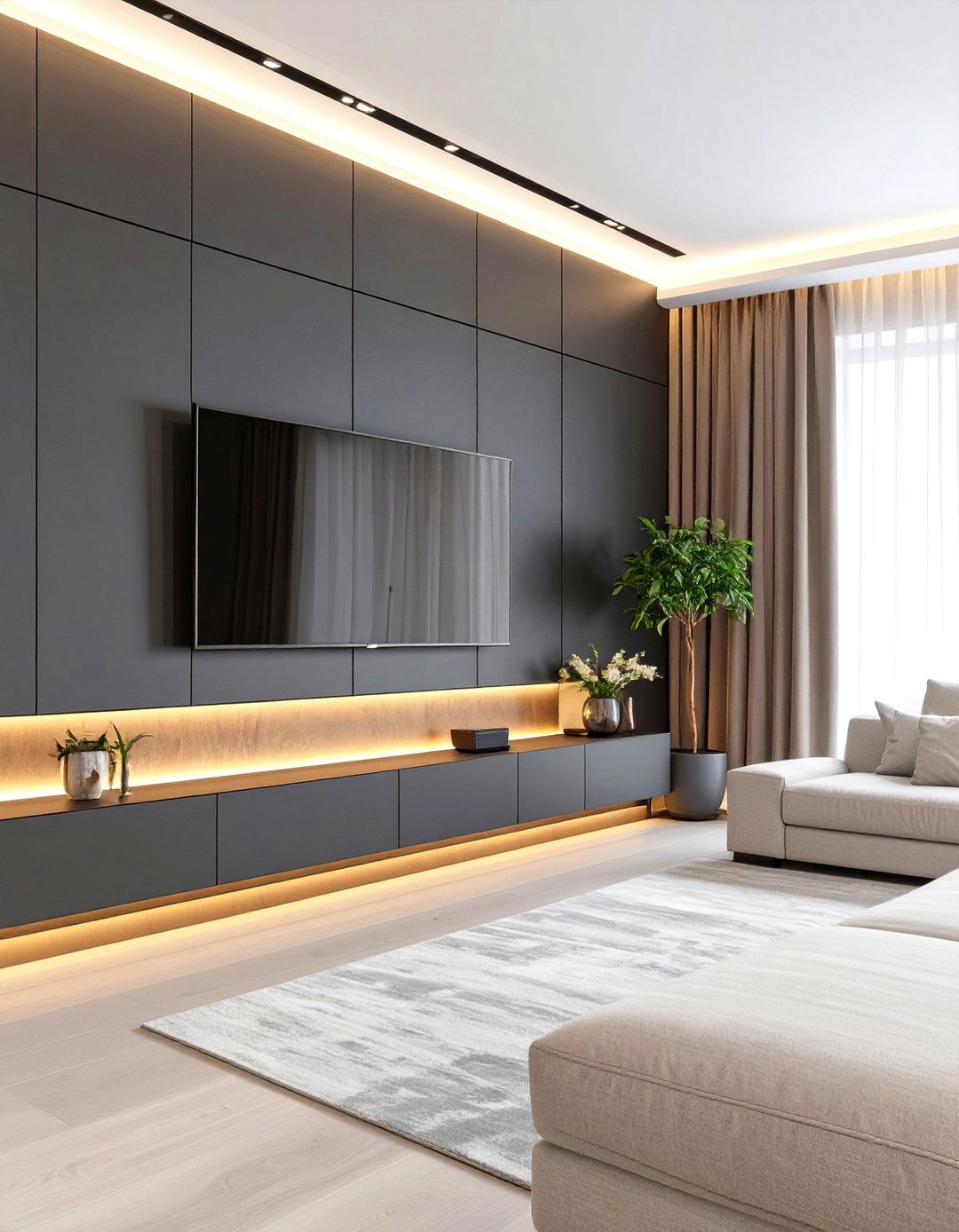 The Dark Accent Wall Living Room - 30 modern living room ideas with tv