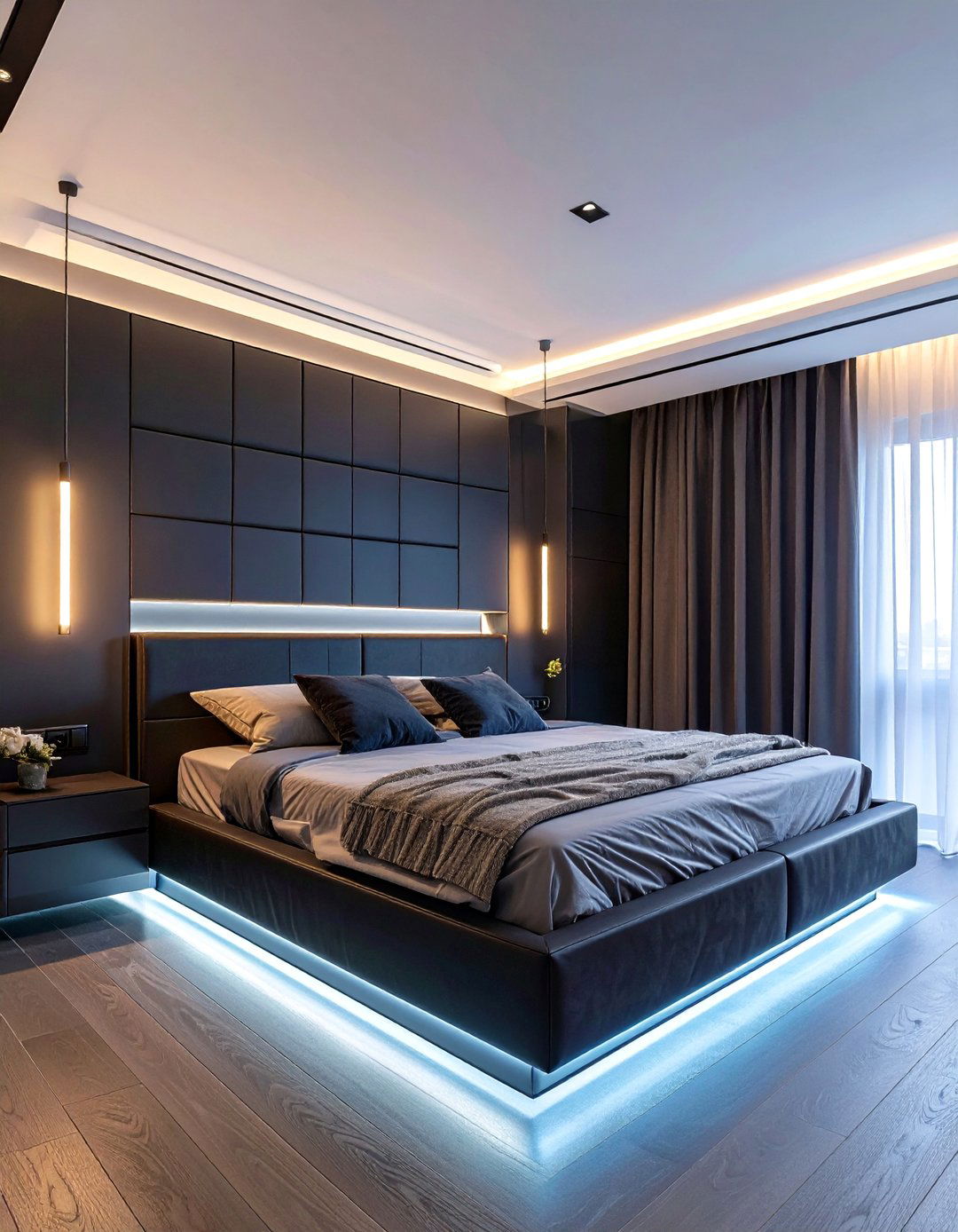 The Dark Bedroom with Integrated Lighting - 30 dark bedroom ideas
