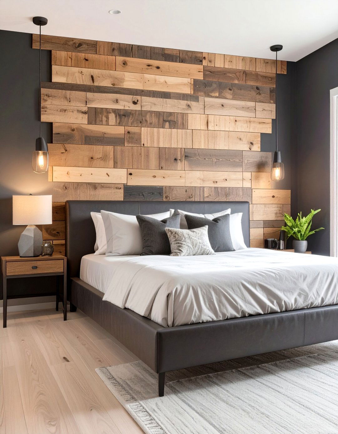 The Dark Bedroom with Natural Wood Accents - 30 dark bedroom ideas