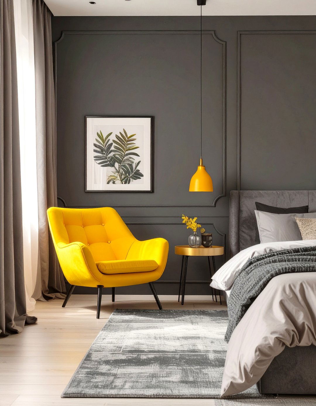 The Dark Bedroom with a Pop of Color - 30 dark bedroom ideas