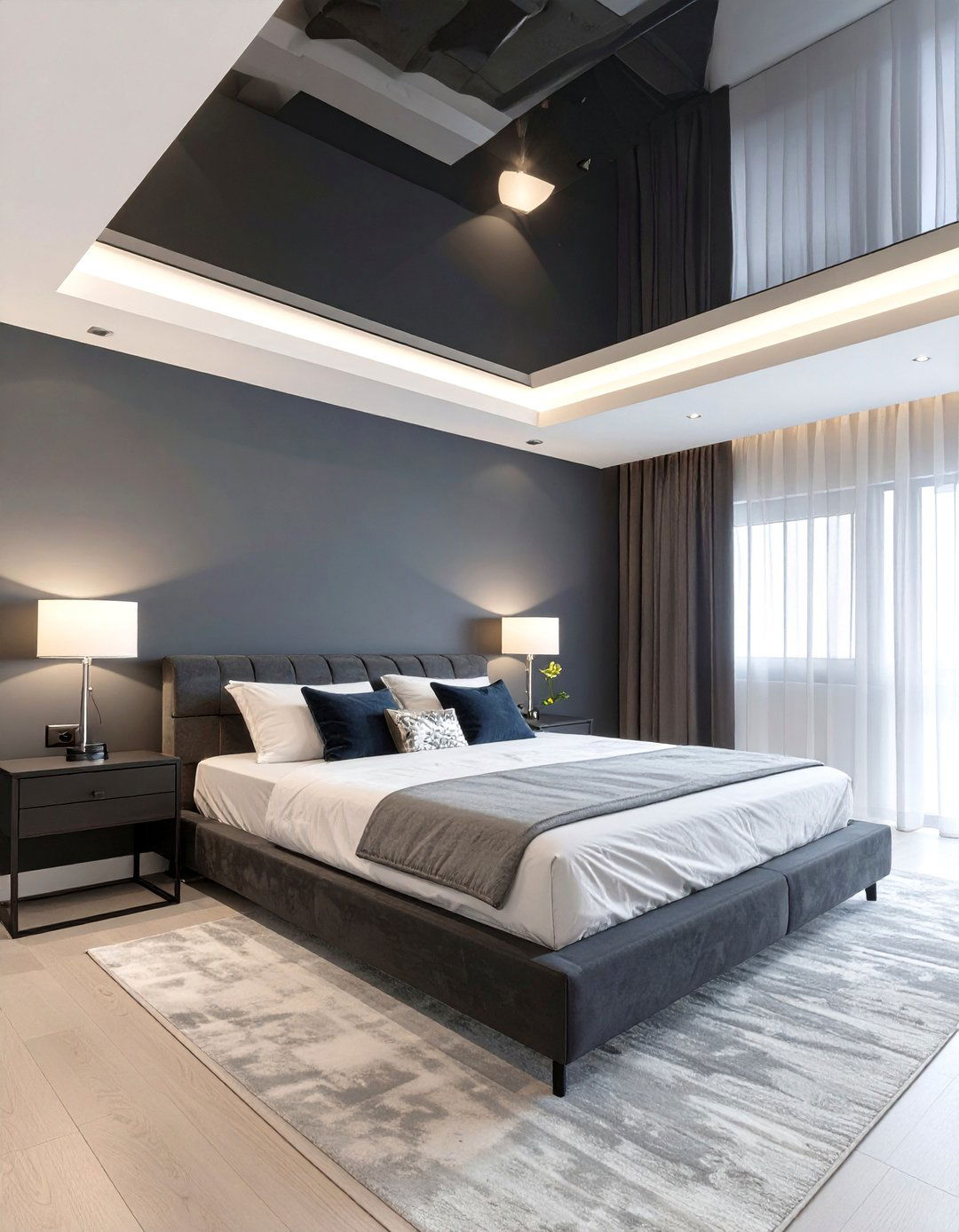 The Dark Bedroom with a Statement Ceiling - 30 dark bedroom ideas