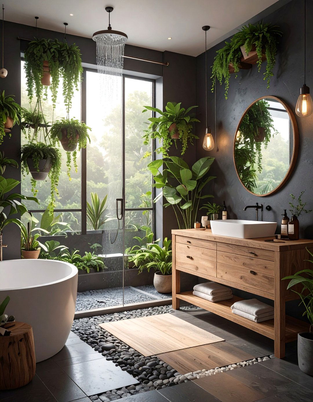 The Dark Biophilic Bathroom - 30 dark interior design ideas