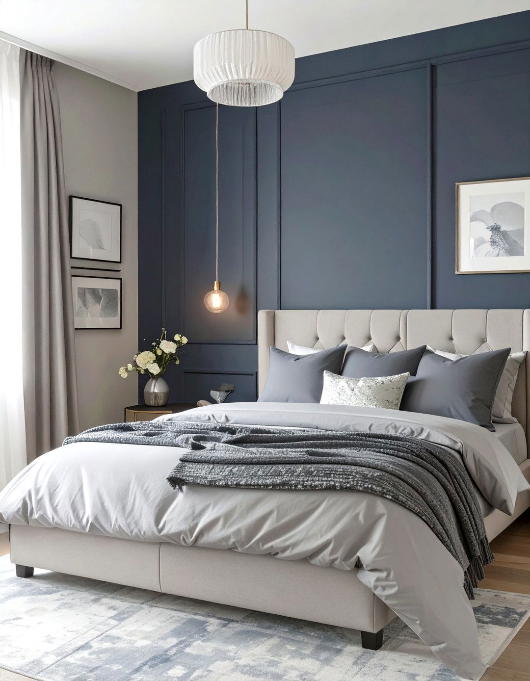 The Dark Blue and Gray Bedroom - 30 dark blue bedroom ideas