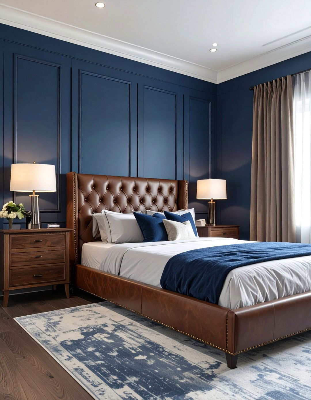 30 Elegant Dark Blue Bedroom Ideas for a Serene Room