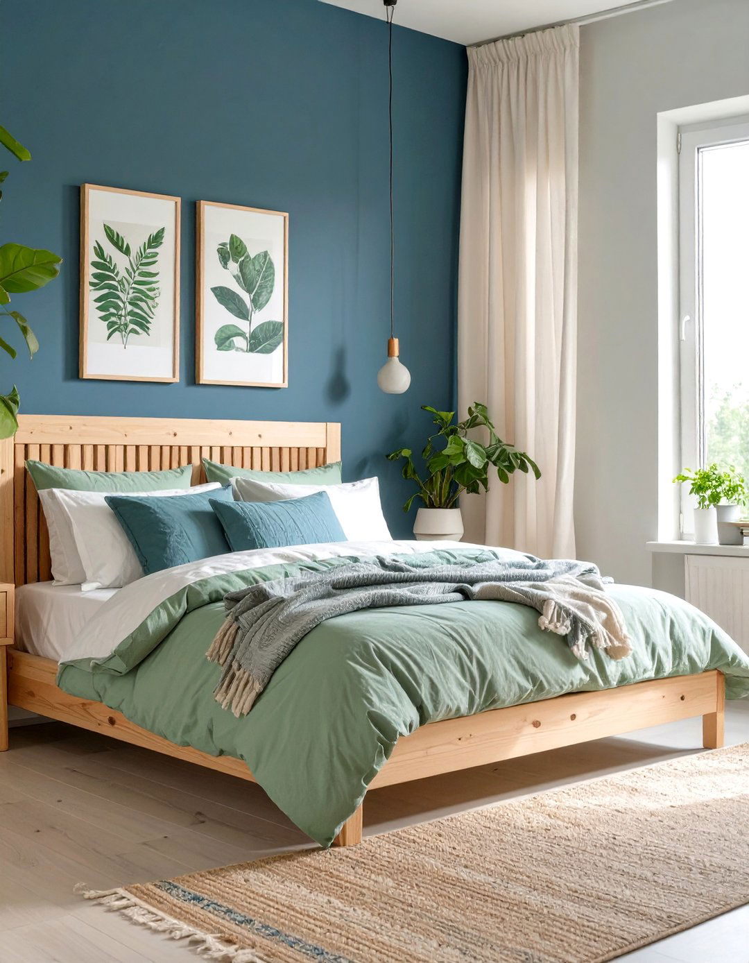 The Dark Blue and Sage Green Bedroom - 30 dark blue bedroom ideas