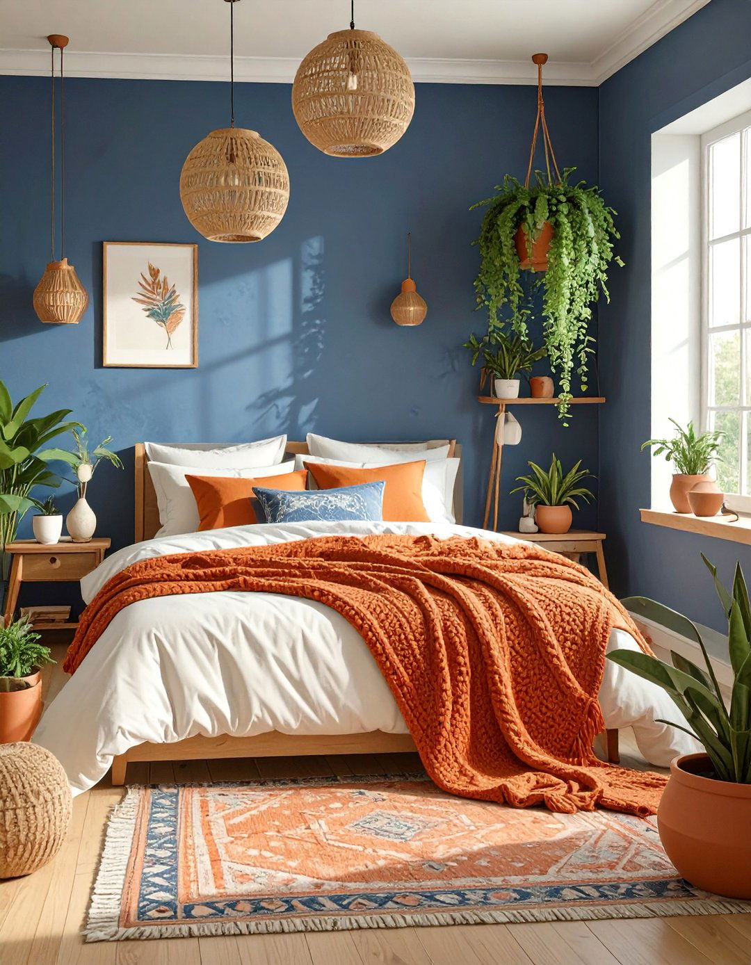 The Dark Blue and Terracotta Bedroom - 30 dark blue bedroom ideas