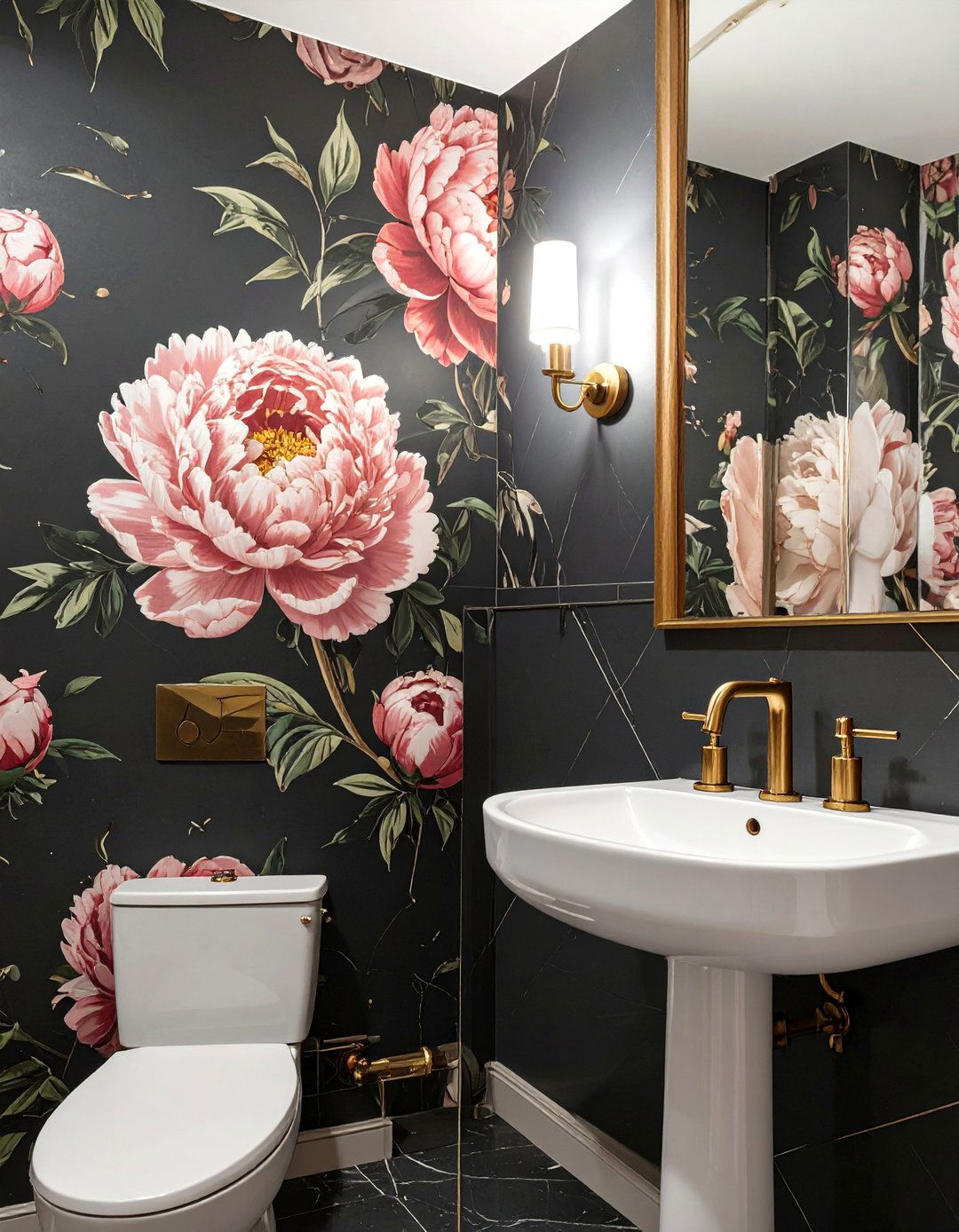 The Dark Floral Bathroom - 30 dark bathroom ideas