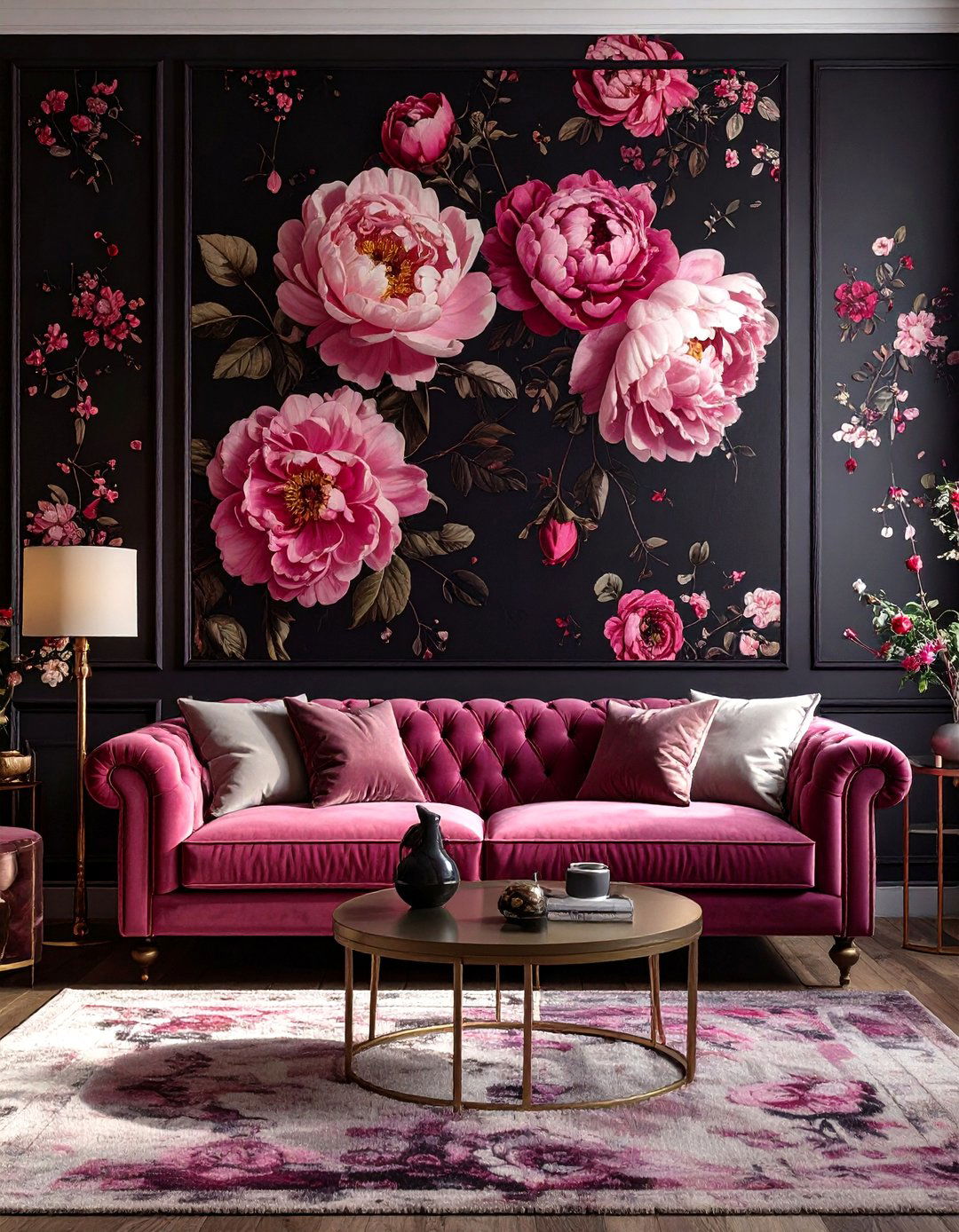 The Dark Floral Living Room - 30 moody living room ideas