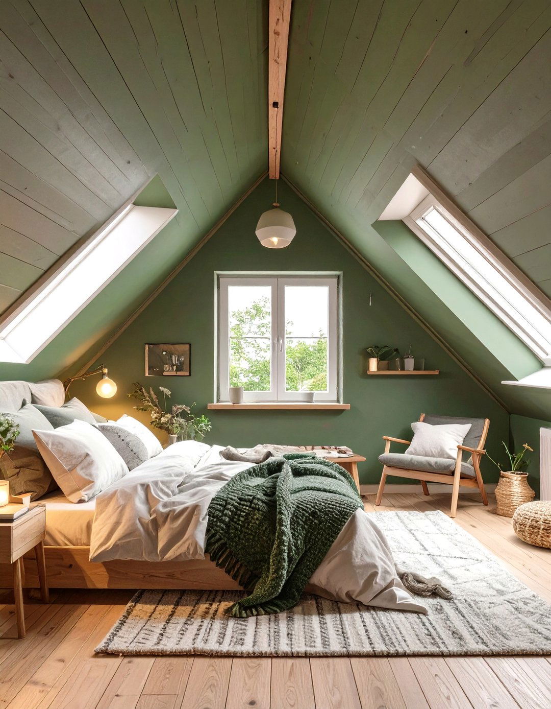 The Dark Green Attic Bedroom - 30 dark green bedroom ideas