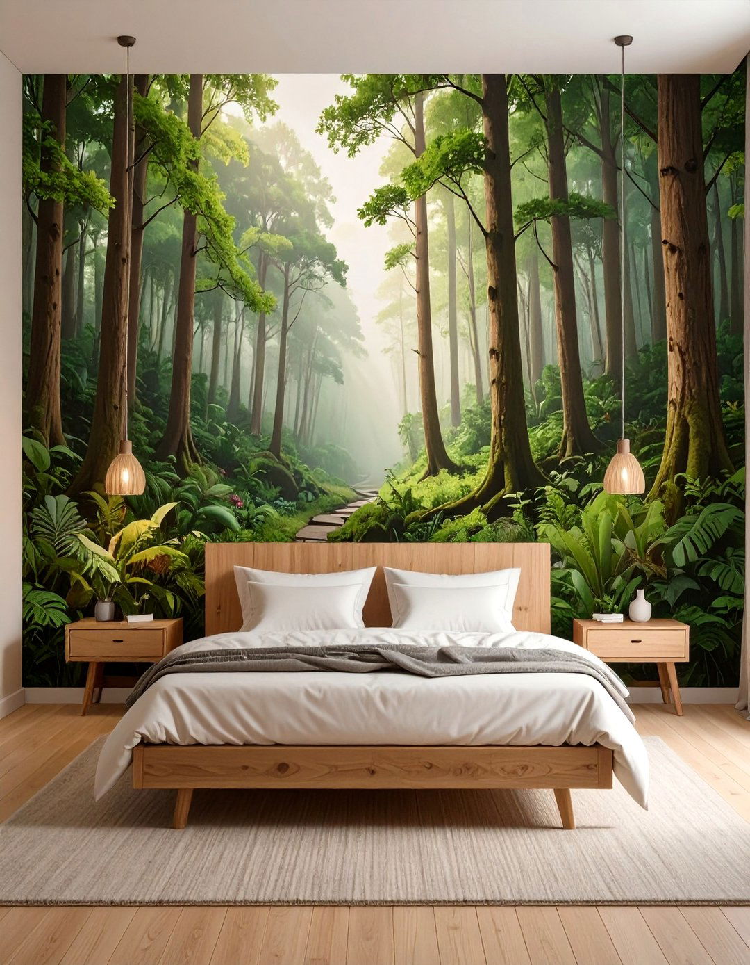 The Dark Green Bedroom with Botanical Murals - 30 dark green bedroom ideas