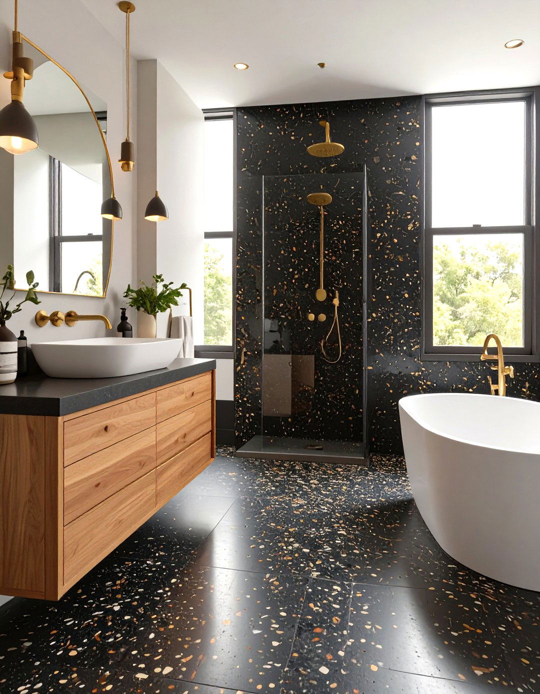 The Dark Terrazzo Bathroom - 30 moody bathroom ideas